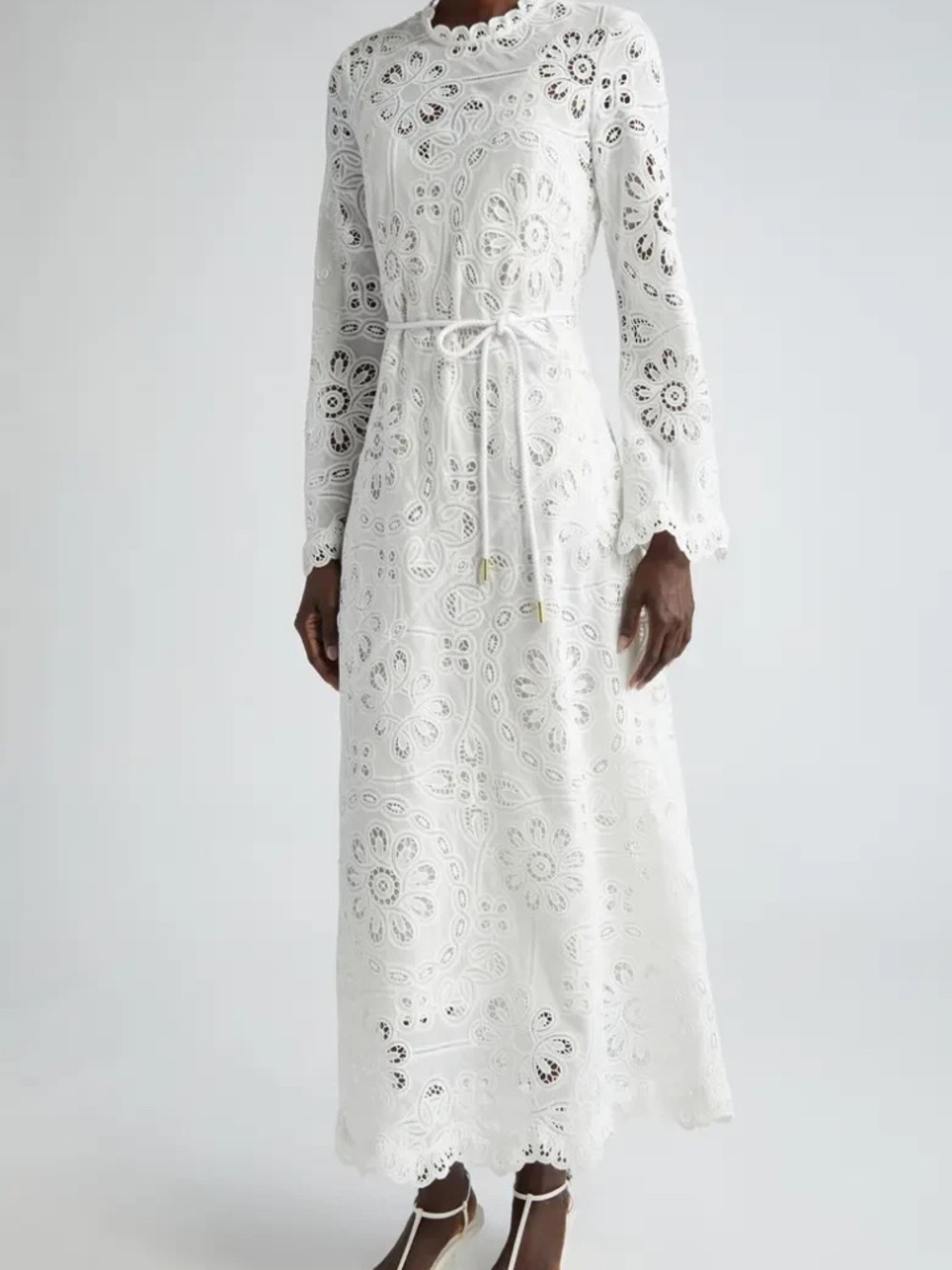 NWT Zimmermann White Lace Maxi Dress with Waist Tie